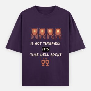 ADDA Not Timepass oversized T-shirt in purple with terracotta design