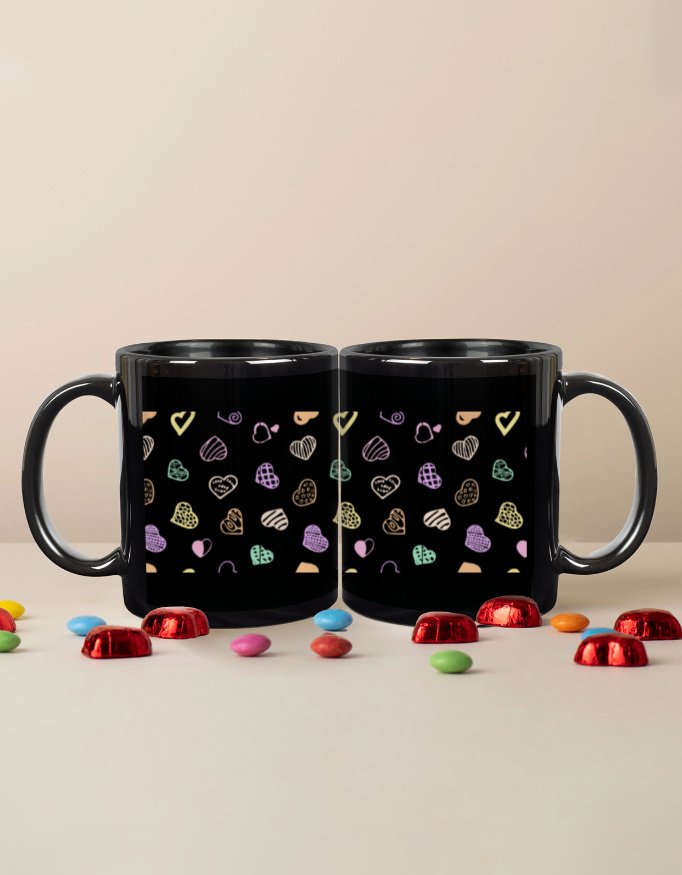 Coffee Doodles | 11 oz Black Ceramic Mug