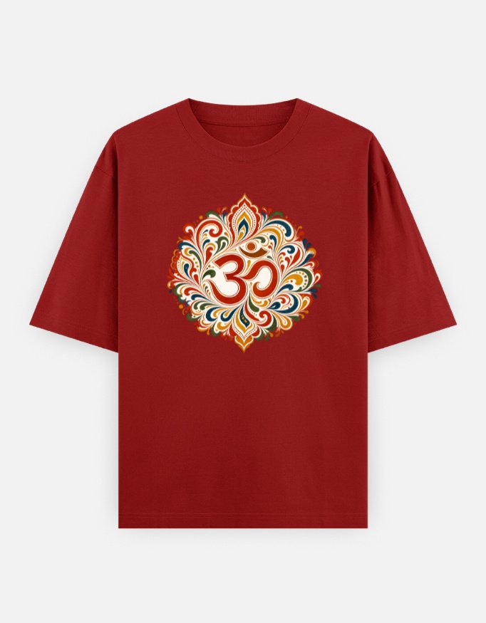 Om Sacred Harmony oversized T-shirt in maroon