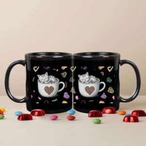 Coffee Love: Cozy Cat | 11 oz Black Ceramic Mug
