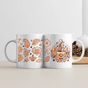 Bengali Alpona Coffee Mug – Indian Folk Art | Hiyamon